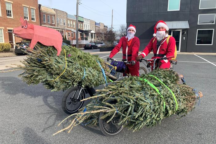 Mike Santoro, (left) and Todd Coleman prepare for a day of Pork 'N Pine deliveries in South Baltimore.