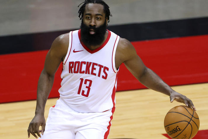 James Harden of the Houston Rockets was fined $50,000 for violating the NBA's health and safety protocols. He's seen on the court during a preseason game against the San Antonio Spurs on Dec. 17.