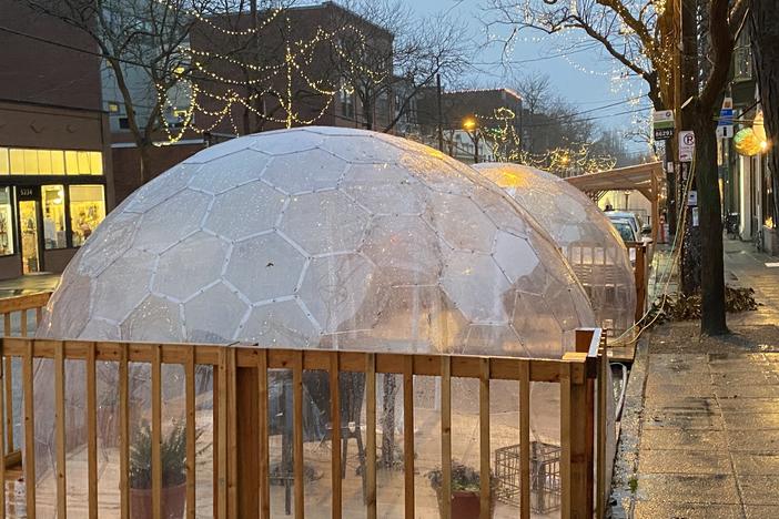 The popular Seattle restaurant San Fermo allows only two people inside each of its enclosed dining igloos at a time — to reduce the risk that people from different households will dine together.
