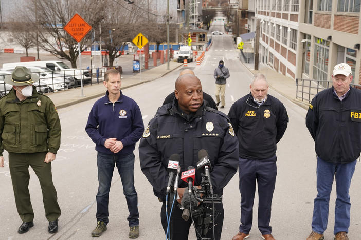 Nashville, Tenn., Police Chief John Drake speaks during a news conference on Christmas Day. Law enforcement is looking into who and how many may have been involved in a bombing in Nashville's downtown corridor.
