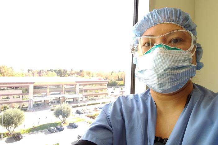 Nerissa Black works as a telemetry nurse at the Henry Mayo Newhall Hospital in Valencia, Calif. Since early December, she's been tasked with caring for six critically ill patients per shift instead of four.