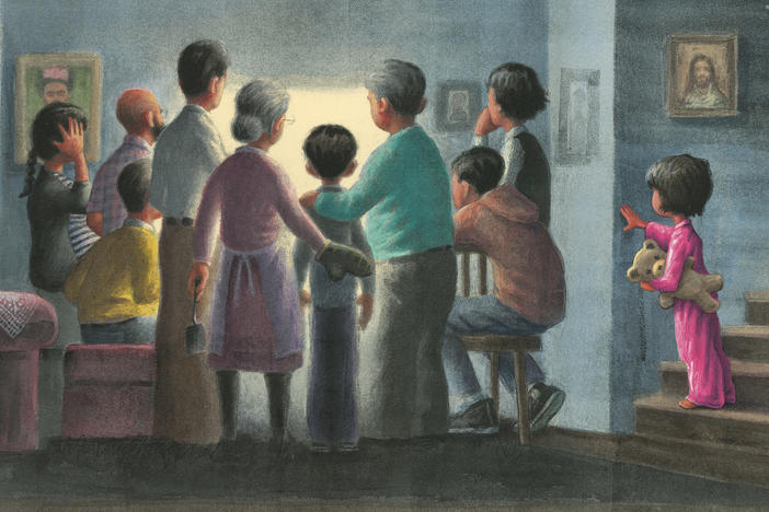 In Matt de la Peña's <em></em><em>Love, </em>a child comes downstairs to find the whole family gathered around the television. "When you ask what happened, they answer with silence and shift between you and the screen." In <em>Love</em>, de la Peña couches fearful moments in the context of love and protection. <em>Text copyright © 2018 Matt de la Peña Illustrations copyright © 2018 Loren Long</em>