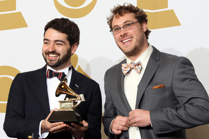 Justin Lansing (left) and Joe Mailander of the Okee Dokee Brothers have declined their 2021 Grammy Award nomination for best children's album. The duo won the honor in 2013 for their album <em>Can You Canoe?</em> and have amassed five total nominations.