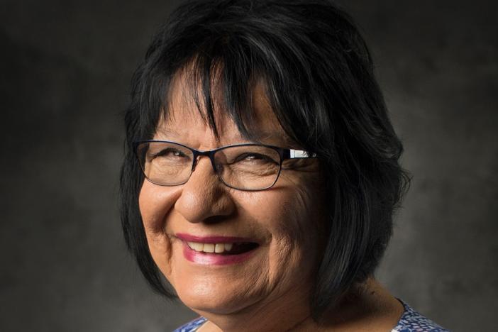 Meda Nix, 72, teaches Cherokee to fifth graders.