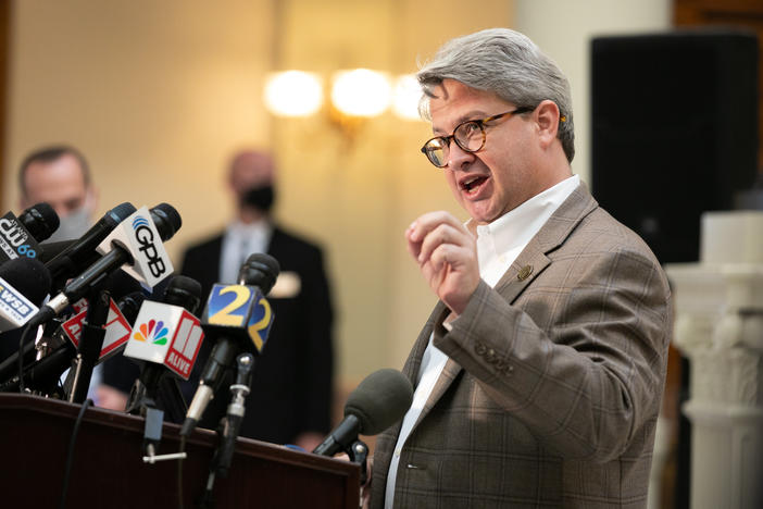 Gabriel Sterling, voting system implementation manager for the Georgia secretary of state's office, answers questions during a press conference in November.