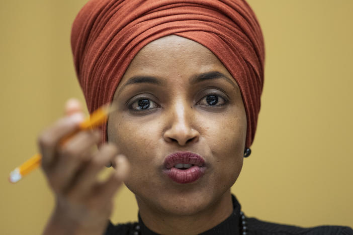 Rep. Ilhan Omar, seen here in 2019, said Wednesday that she is drafting articles of impeachment against President Trump, as pro-Trump extremists stormed the U.S. Capitol.