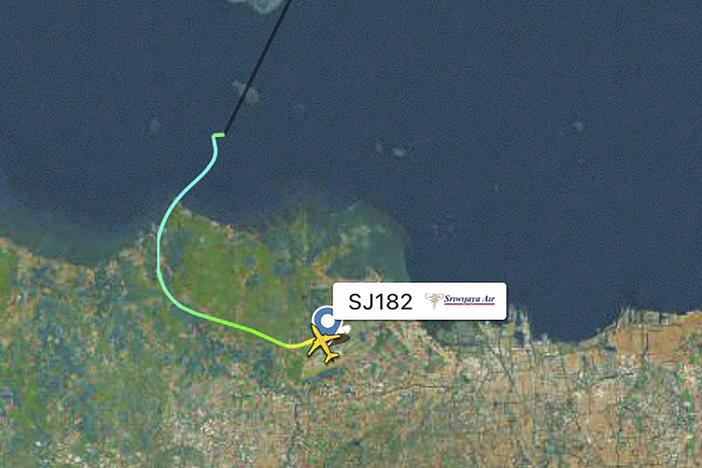 This radar image shows the flight path of Indonesian Sriwijaya Air Flight 182 before it dropped off radar on Saturday.