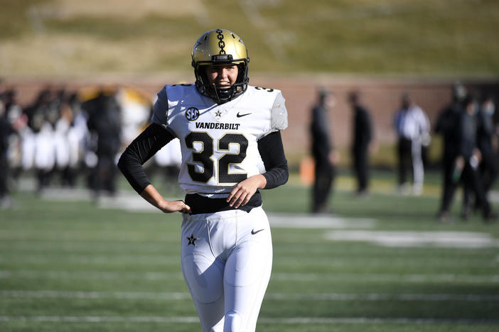 Vanderbilt kicker Sarah Fuller, pictured before a game against Missouri on Nov. 28, will be featured in a prime-time program celebrating the inauguration of Joe Biden and Kamala Harris on Wednesday.