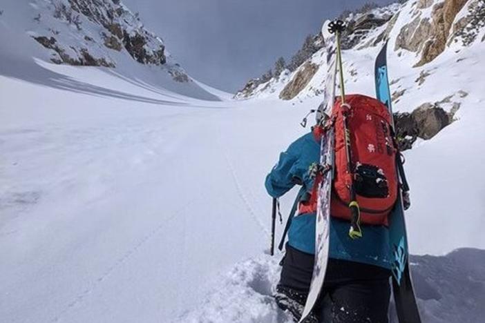 A skier ascending in Jackson, Wyo., in February. The Veterans COMPACT Act of 2020 requires the Department of Veteran Affairs to investigate outdoor recreation as a recognized form of therapy.