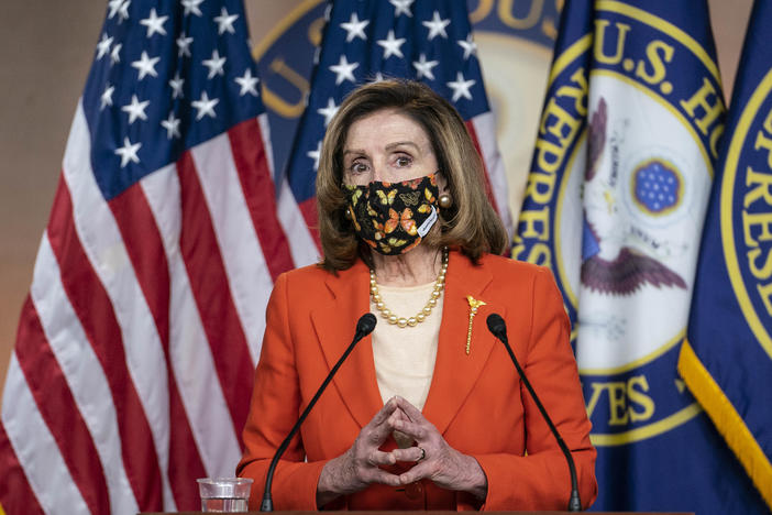 U.S. House Speaker Nancy Pelosi, a Democrat from California, speaks during a news conference at the U.S. Capitol on Friday.