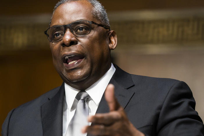 Secretary of Defense nominee Lloyd Austin, a retired Army general, speaks during his conformation hearing before the Senate Armed Services Committee on Capitol Hill, Tuesday. If confirmed, Austin would be the first Black Secretary of Defense.