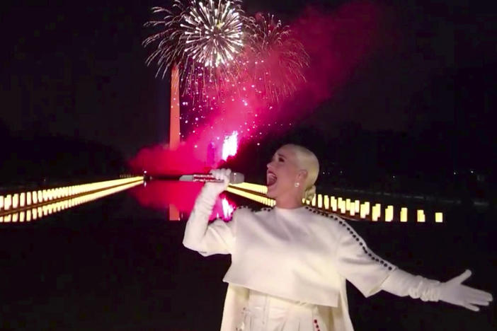Katy Perry performs during the Celebrating America event on Wednesday, following the inauguration of Joe Biden as the 46th president of the United States.