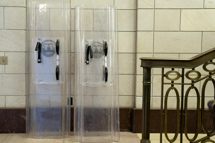 Federal prosecutors are accusing Patrick Edward McCaughey III of using a police shield to pin an officer against a door during the Jan. 6 storming of the Capitol building.