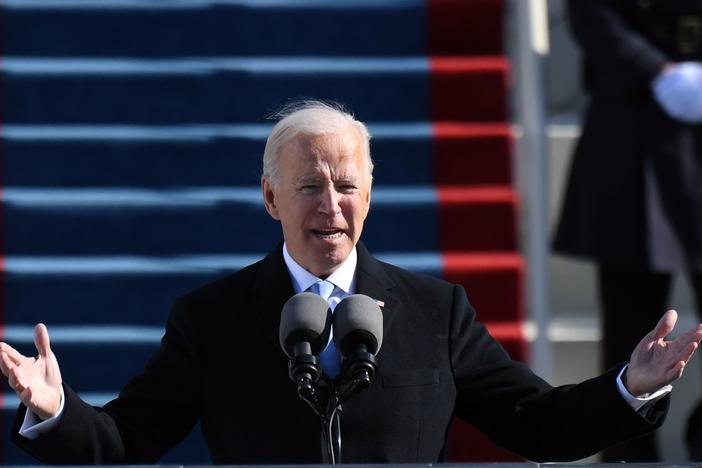 President Biden delivers his inauguration speech Wednesday at the U.S. Capitol.