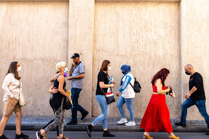 Israeli tourists walk through the Deira district near Dubai's grand souk in December.