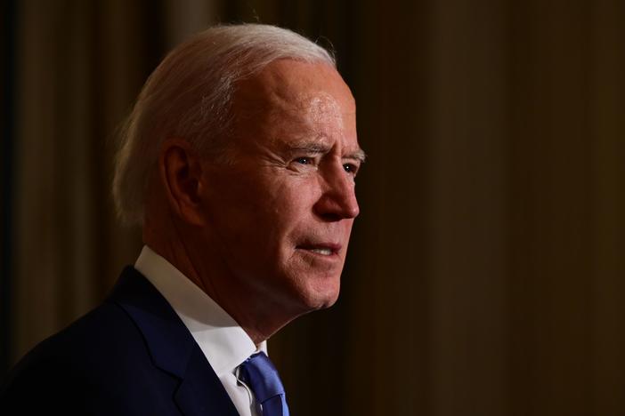 President Biden swears in presidential appointees during a virtual ceremony in the State Dining Room of the White House on Wednesday. Data on Thursday showed new claims for state unemployment benefits reached 900,000, showcasing the weakening U.S. jobs picture.