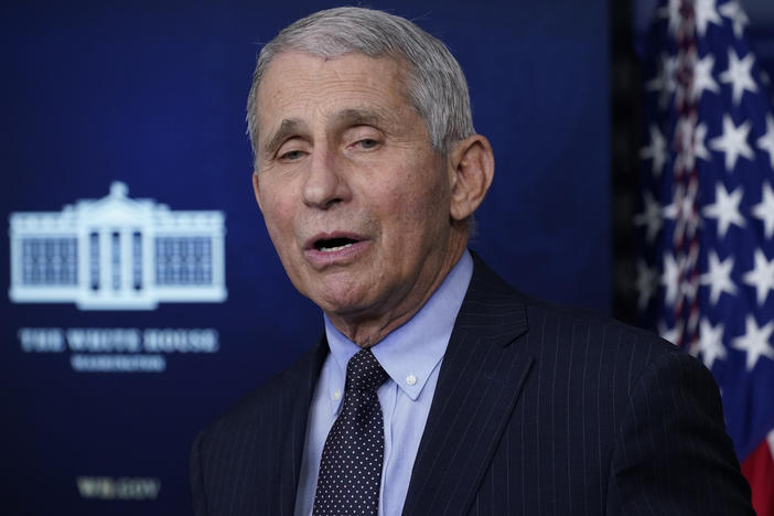Dr. Anthony Fauci, shown here earlier this month, participated on Wednesday in the Biden administration's coronavirus team's briefing.