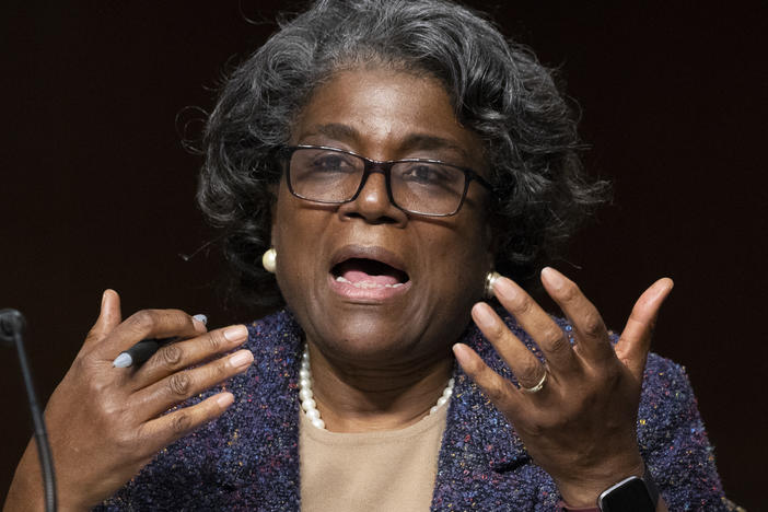 Linda Thomas-Greenfield appears before the Senate Foreign Relations Committee confirmation hearing on her nomination to be the United States ambassador to the United Nations, Wednesday.