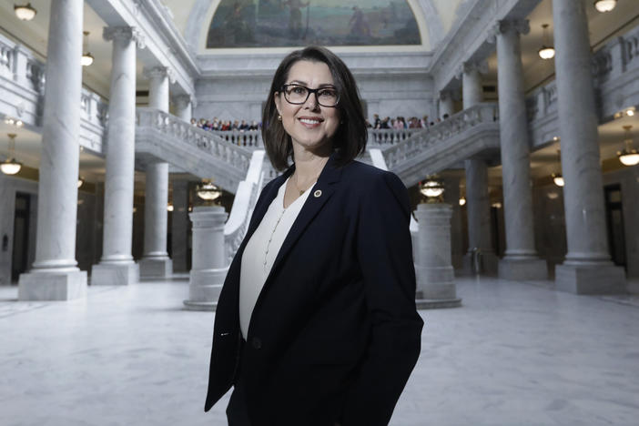 Utah Lt. Gov. Deidre Henderson, pictured in February at the Utah State Capitol in Salt Lake City. Henderson is on track to earn her undergraduate degree this year.