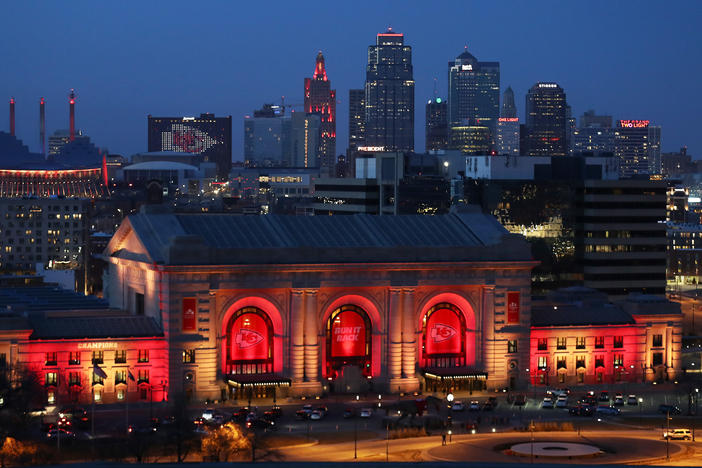 Union Station and the Kansas City skyline are lit on Feb. 01, 2021 in Kansas City, Mo. In June 2019, the U.S. Department of Agriculture announced its plan to move two of its research agencies out of Washington, D.C., to the Kansas City area. Rather than move, most of the people working at the agencies quit, leaving gaping holes in critical divisions.