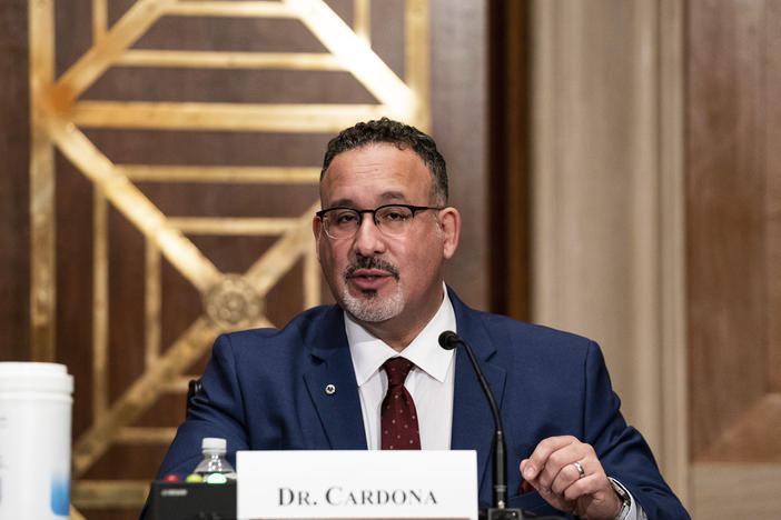 President Biden's education secretary nominee, Miguel Cardona, appeared before the Senate Health, Education, Labor and Pensions Committee on Wednesday.
