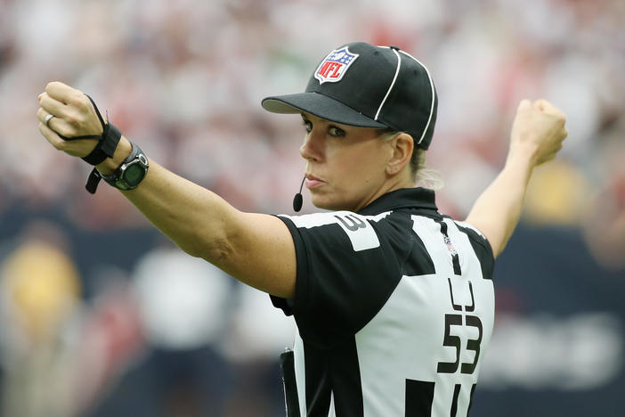 NFL official Sarah Thomas is set to become the first woman to officiate in a Super Bowl. "When you start having more and more and more females, no one's doing it for the recognition. They <em>are</em> doing it because they love it."