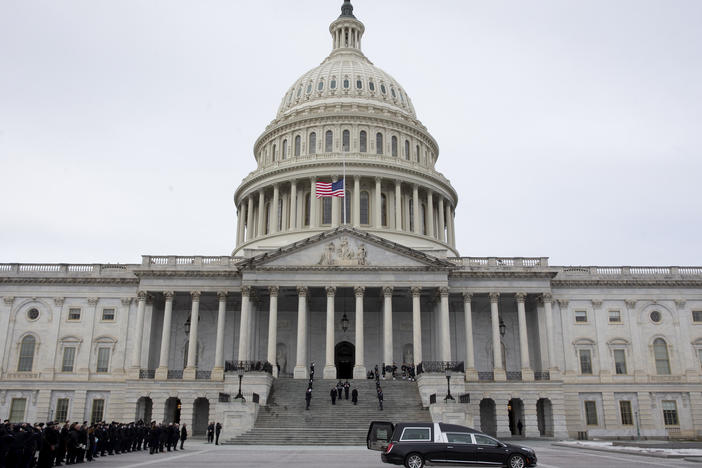The U.S. Capitol is seen earlier this week during ceremonies in honor of Capitol Police officer Brian Sicknick who suffered fatal injuries during the Jan. 6 attack on the building.