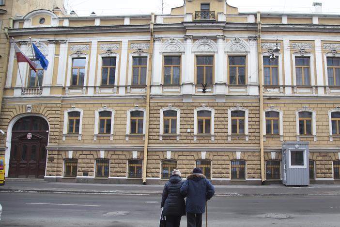 The Polish Consulate in St. Petersburg, Russia, is pictured in 2015. Russia said on Friday it had expelled diplomats from Poland, Germany and Sweden over their alleged participation in a pro-Navalny demonstration.