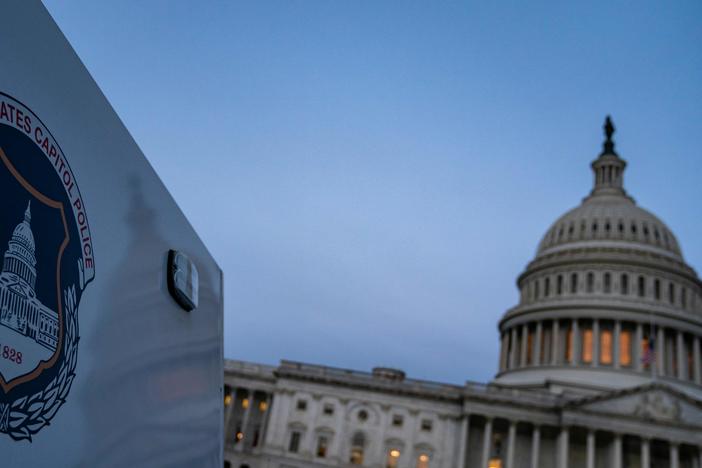The U.S. Capitol Building is seen at sunrise as the remains of U.S. Capitol Police officer Brian Sicknick lays in honor in the Rotunda on Feb. 3.