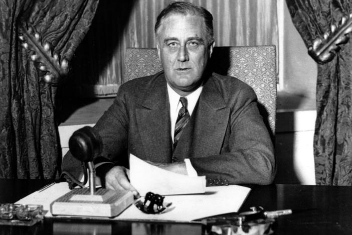 This photo was taken moments before President Franklin D. Roosevelt began his historic "Fireside Chat" to the American people on March 12, 1933. President Biden is reviving the practice, used by many modern presidents but ditched by Donald Trump, of directly addressing the public through a weekly address.