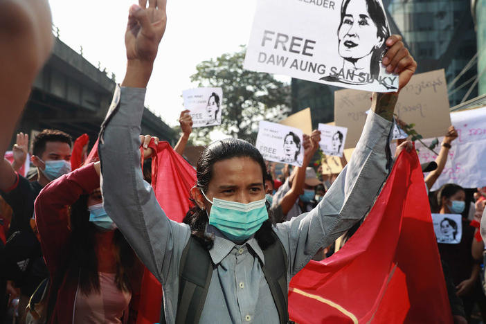 Thousands of people rallied against the military takeover in Yangon, Myanmar's most populous city, on Sunday. They demanded the release of Aung San Suu Kyi, whose elected government was toppled by the army that also imposed an Internet blackout.