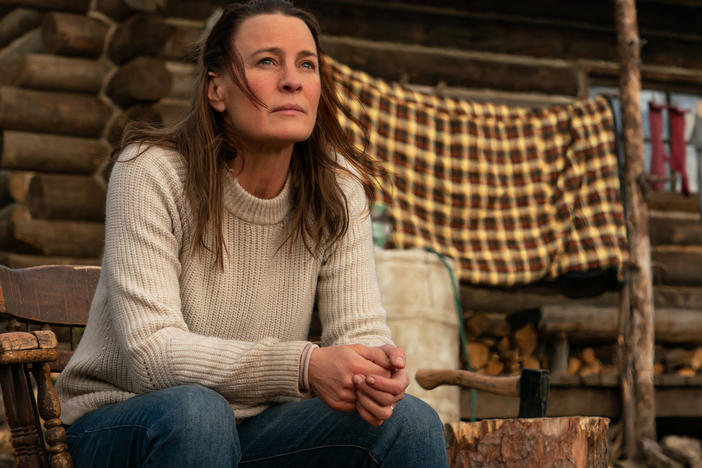 Robin Wright stars as Edee in her feature directorial debut <em>Land. </em>Wright says her character has made a decision: "If I die, it's on me. I'm making this cognitive choice to live off the grid and try to find a new Edee."