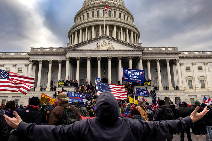 Pro-Trump protesters gather in front of the U.S. Capitol Building on Jan. 6, 2021 in Washington, D.C. They gathered to protest the ratification of President-elect Joe Biden's Electoral College victory over President Trump in the 2020 election. A pro-Trump mob later stormed the Capitol, breaking windows and clashing with police officers. Five people died as a result.