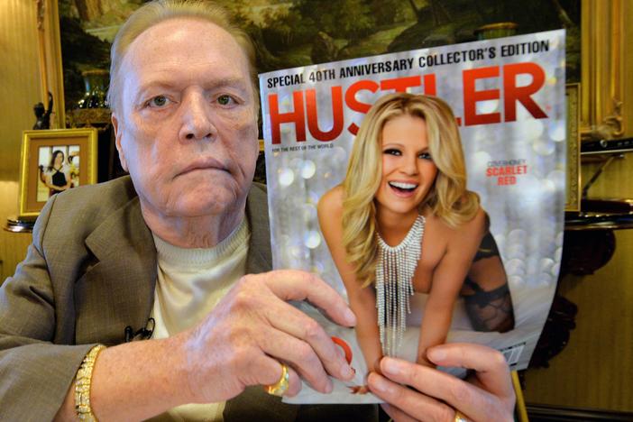 Larry Flynt talks about the 40th anniversary of <em>Hustler</em> magazine at his offices in Beverly Hills, Calif., on Aug. 26, 2014.