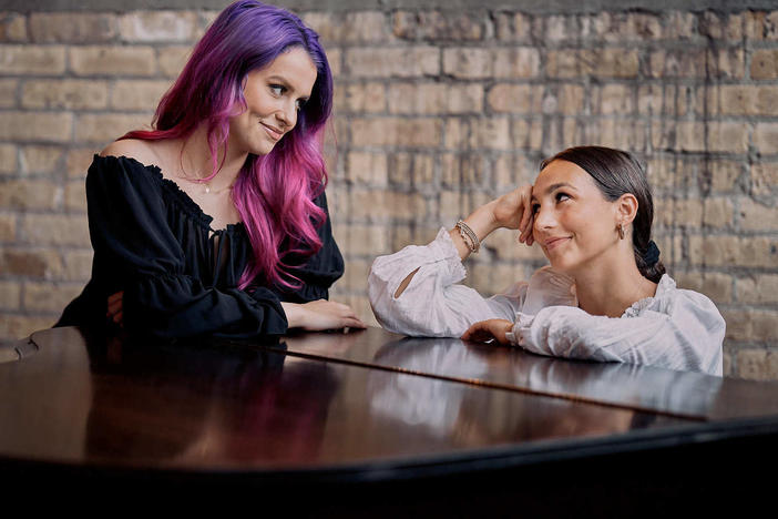 Abigail Barlow, left, and Emily Bear are the creative duo behind <em>Bridgerton</em> the musical. "We wanted to be able to tell a stand-alone story and still honor what was created in the books and the TV show," says Barlow. "But honestly, we want to bring something new to these characters as well."