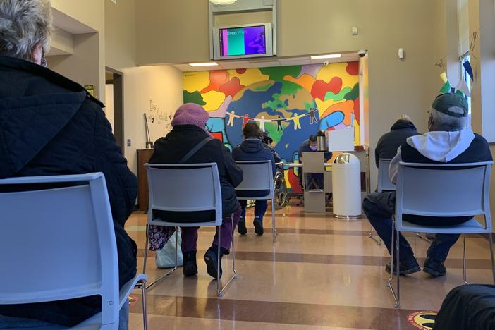 Patients at a community health center in Nashville wait for their vaccine appointment. The Biden administration has announced that federally-funded community health centers around the country will start getting direct shipments of the vaccine.
