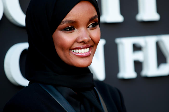 Halima Aden attends the premiere of Netflix's <em>Travis Scott: Look Mom I Can Fly</em> at Barker Hangar on Aug. 27, 2019, in Santa Monica, Calif.