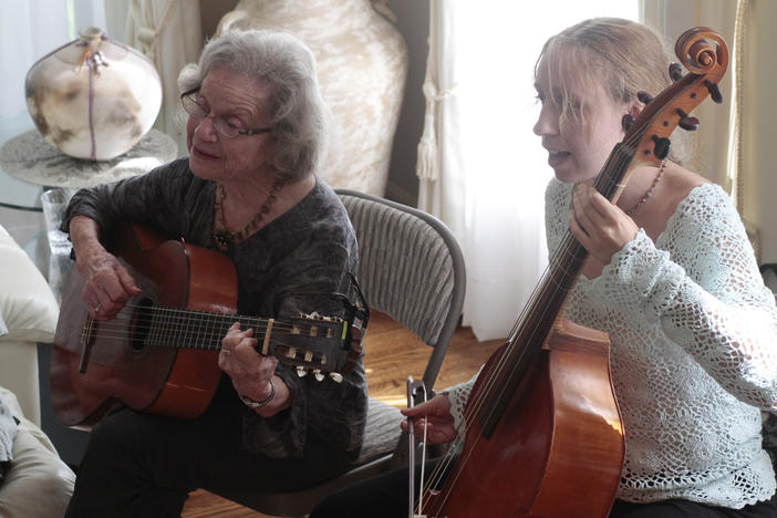 Singer and instrumentalist Flory Jagoda (left) performing with viola da gamba player Heather Spence at an event in Potomac, Md. in 2012. Jagoda died on Jan. 29.