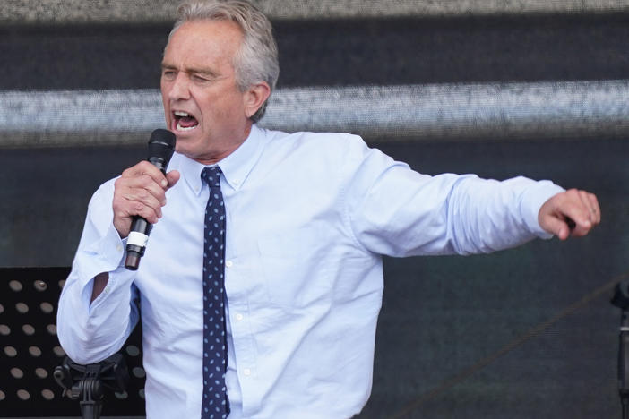 Instagram has blocked the account of Robert F. Kennedy Jr., saying he used it to spread misinformation about vaccines. He's seen here last summer, speaking to a crowd in Berlin, at an event that highlighted coronavirus skepticism and conspiracy theories.