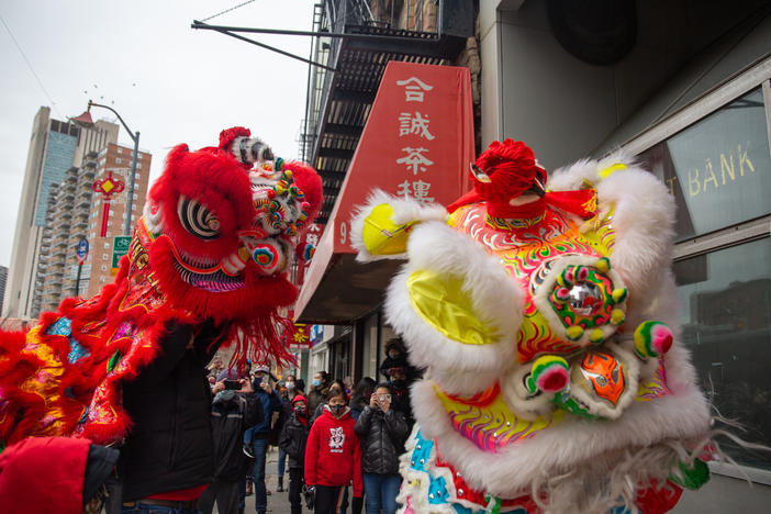 The Chinatown Community Young Lions perform lion dancing at the Lunar New Year Celebration in Manhattan's Chinatown on Feb. 12.
