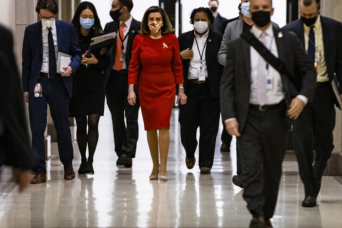 House Speaker Nancy Pelosi, seen at the Capitol on Feb. 11, has called for an independent commission to investigate the Jan. 6 Capitol insurrection.