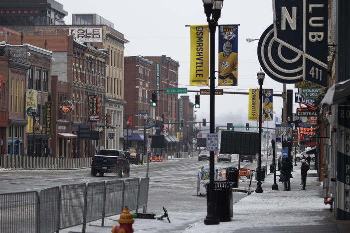 Nashville, Tenn., is one of many cities across the U.S. seeing sleet, snow and freezing temperatures on Monday as a winter storm sweeps across much of the country.