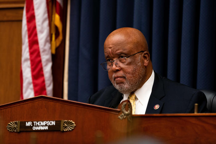 Rep. Bennie Thompson, D-Miss., pictured during a hearing in July 2020, is suing former President Donald Trump over the Capitol riot after Trump was acquitted by the Senate over an incitement charge.