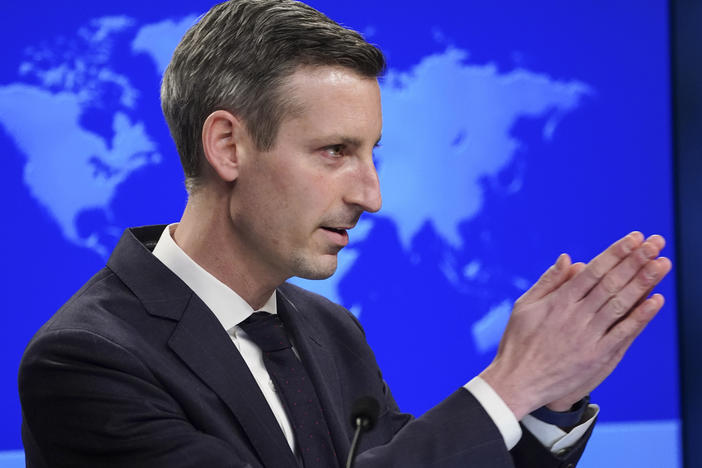 State Dept. Spokesman Ned Price, seen on Monday, says the Biden administration is willing to talk with Iranian and European officials about the nuclear deal.