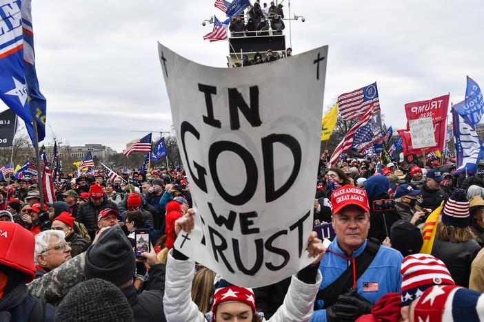 Protesters gather at the U.S. Capitol on Jan. 6. Later that day, the Capitol building was breached by a violent mob driven by what's commonly known as "the big lie": that President Biden wasn't legitimately elected.