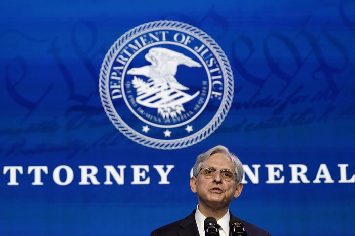 Merrick Garland, President Biden's nominee for U.S. attorney general, speaks in Wilmington, Del., on Jan. 7.