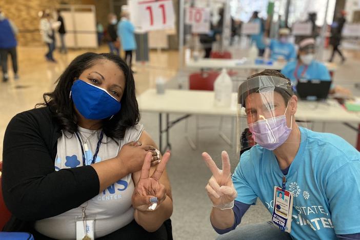 Amelia Hunt (left), principal of Stevens Early Learning Center in Washington, D.C., and Dr. Craig DeWolfe, a hospitalist at Children's National.