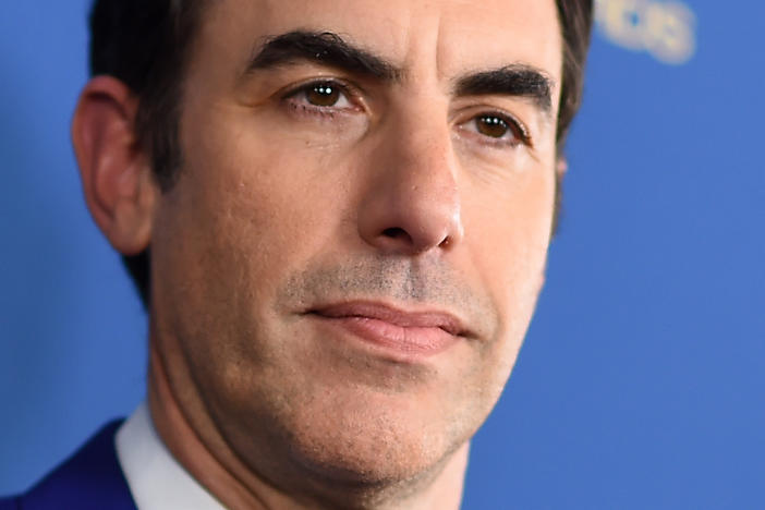 Sacha Baron Cohen, shown here in 2019, has been nominated for three Golden Globe Awards: two for acting in and producing <em>Borat Subsequent Moviefilm</em> and another for his supporting actor role in <em>The Trial of the Chicago 7.</em>