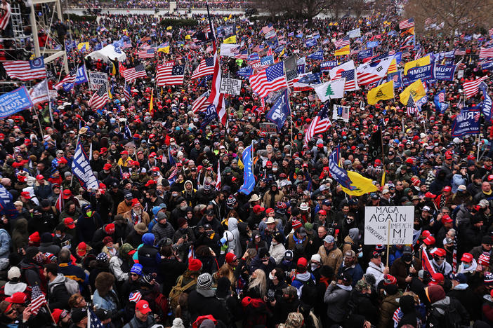 Thousands of Trump supporters gather outside the U.S. Capitol following a Stop the Steal rally on Jan. 6. They stormed the historic building, breaking windows and clashing with police. Nearly two months later, some 250 rioters are facing charges, including Richard Michetti of Pennsylvania, whose ex-girlfriend turned him in.