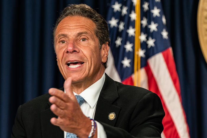 New York Gov. Andrew Cuomo, seen here in July, denies allegations that he sexually harassed former adviser Lindsey Boylan.